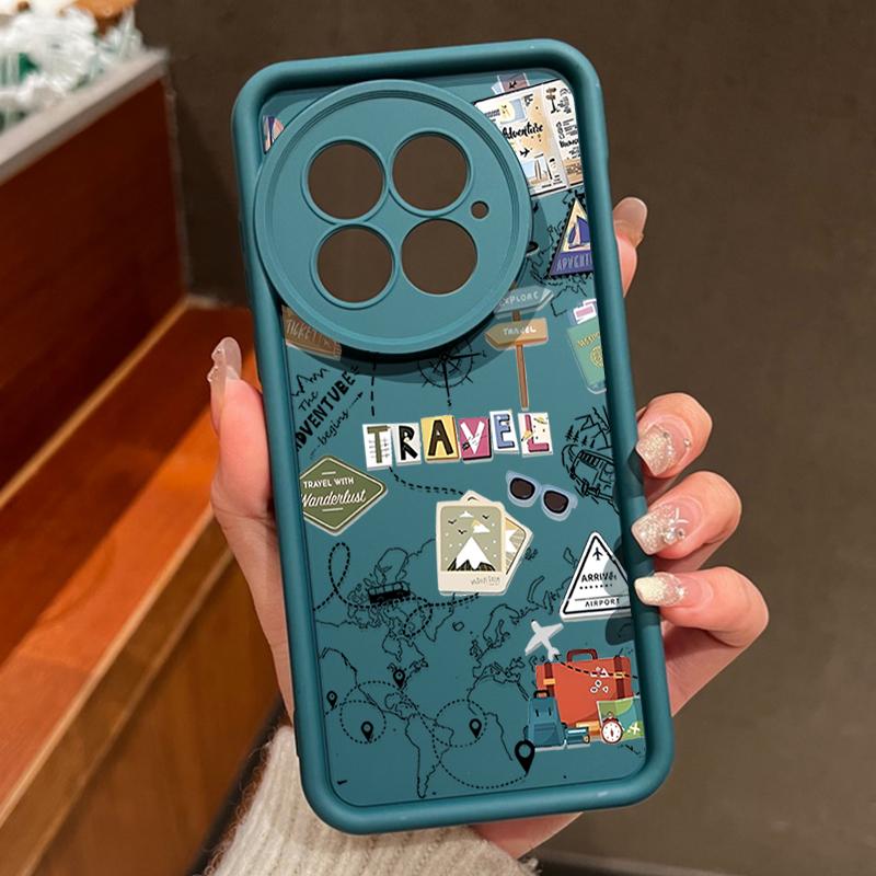 Case For OnePlus 13 12 Cute Cartoon Landmark Label Patterned Shockproof Silicone Soft Cover Fundas For OnePlus 13T 13R 12R 11R