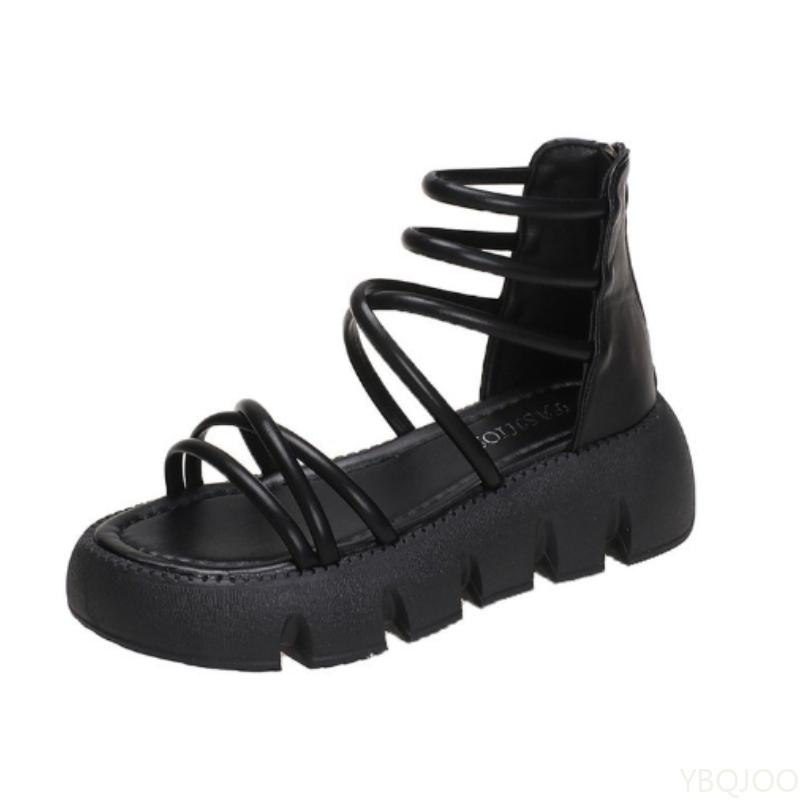 Fashion Sandals Women 2025 New Luxury Summer Ankle Strap Round Head Platform Sandals Casual Non-slip Roman Gladiator Ladies Shoes