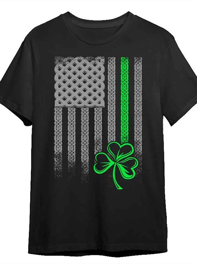 

Men039;s Limited Edition Irish Green Line Graphic T-ShirtCasual Black Unisex T-Shirt M