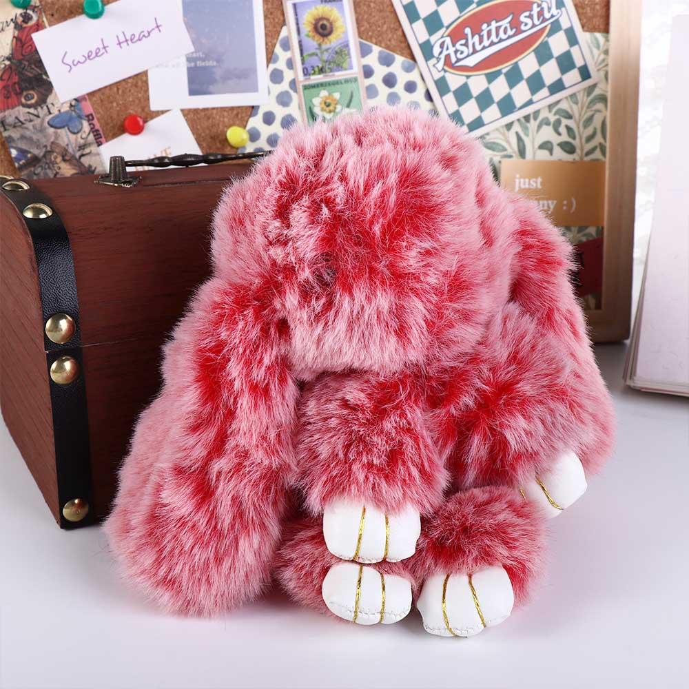 Bags Pendant Key Ring Plush Bunny Keyring Rabbit Fur Keychain Fluffy Toy Doll Plush Bunny Keychain