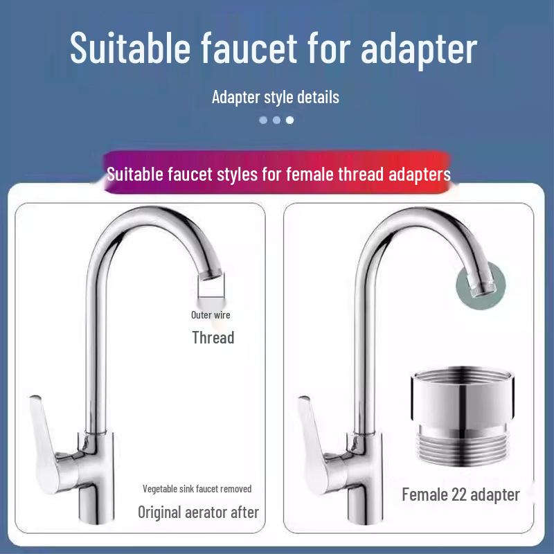 Faucet Aerator Water Purifier Adapter, 4-point To M22 Fine Thread Connector