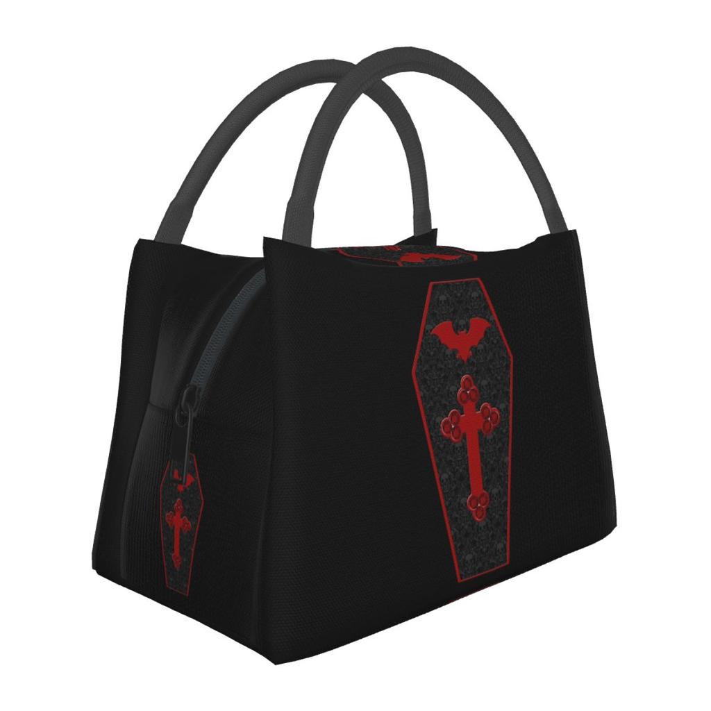 Gothic Vampire Halloween Haunted Mansion Insulated Lunch Bag Storage Food Boxes Portable Container Cooler Thermal Lunch Box Tote