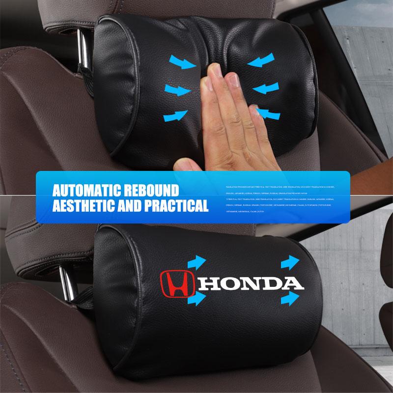 wsdh6 1Pcs Car Logo Leather Headrest Auto Seat Neck Pillow For Honda Civic Fit Jazz Accord Pilot CRV Odyssey Passport City Shuttle HRV