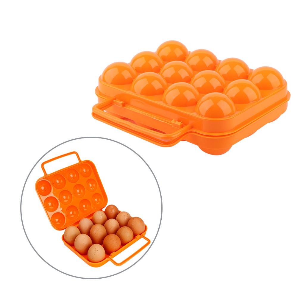 Double Side Plastic Egg Tray Storage Box Case Holder Container  with Handle for 12 Eggs(orange)
