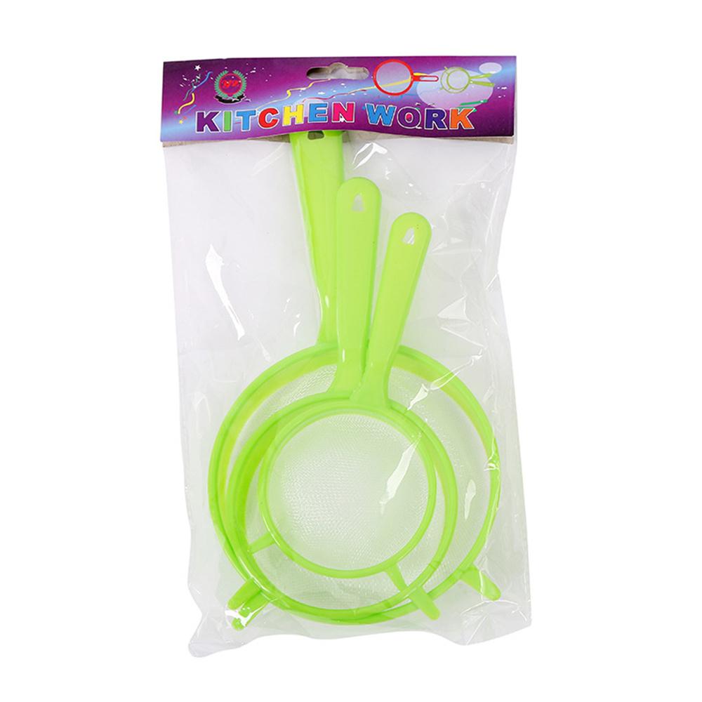 Set Plastic Fine Mesh Scoop Strainer Colander Flour Sieve With Handle Juice Tea Strainer Tool Kitchen Tools Accessories