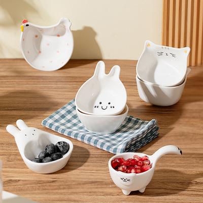 Ceramic Dipping Plate With Handle Sauce Plate Cute Rabbit Cat Seasoning Plate Sushi Dipping Bowl Snack Plate Kitchen Supplies
