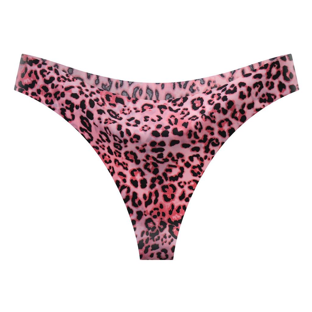Bezšvová dámska tanga s leopardím vzorom z ľadového hodvábu, nízky pás