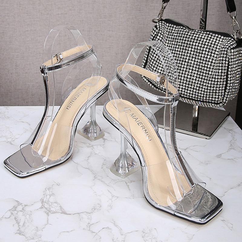 Naiste stiletto pumbad avatud varbaga kristallist läbipaistev seksikas Catwalk 9 cm konts WZ