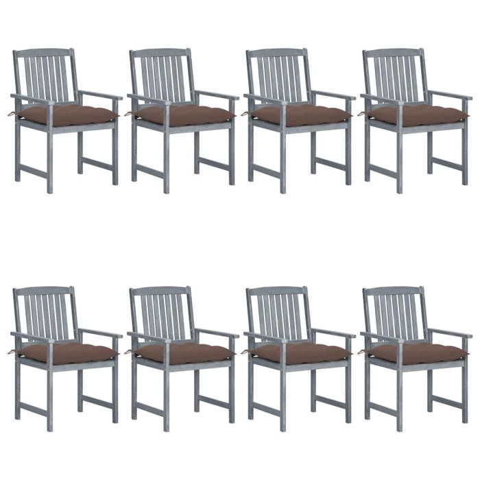 VidaXL Set of 8 Garden Chairs with Cushions, Patio Seats, Dining Chairs, Outdoor Patio Furniture, 3078257