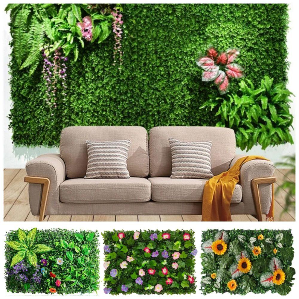 Flower Artificial Plant Wall Panel 60*40cm Artificial Fern Grass  Living Room