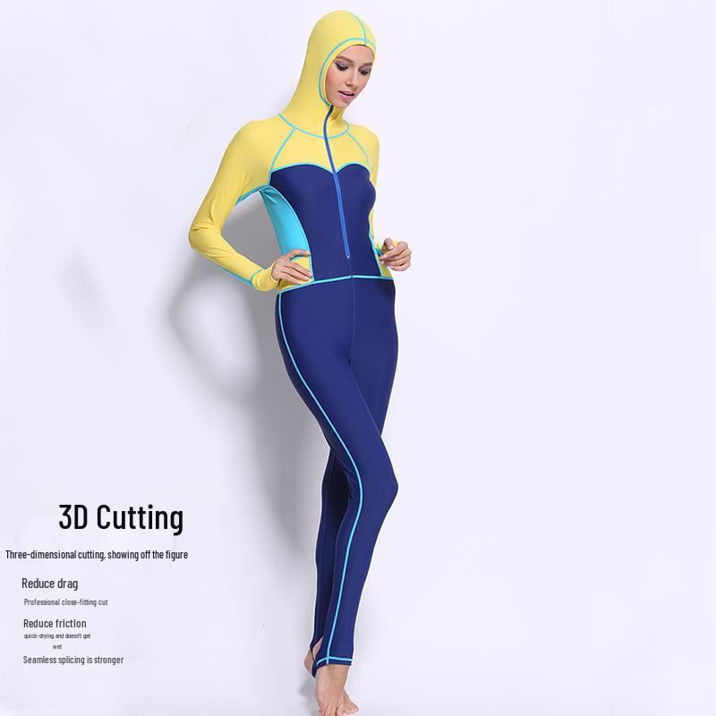 Damen Schnelltrocknender Langarm-Einteiler-Neoprenanzug für Sonnenschutz, Surfen, Tauchen, Schnorcheln und Quallenschutz.