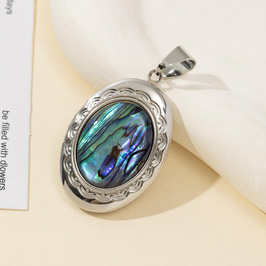 1buc, pandantiv elegant cu coajă de abalone, oval, natural, lucrat manual, în mod boem, bărbați, femei, farmece pentru realizarea de bijuterii, bricolaj, accesorii, artizanat, cadouri