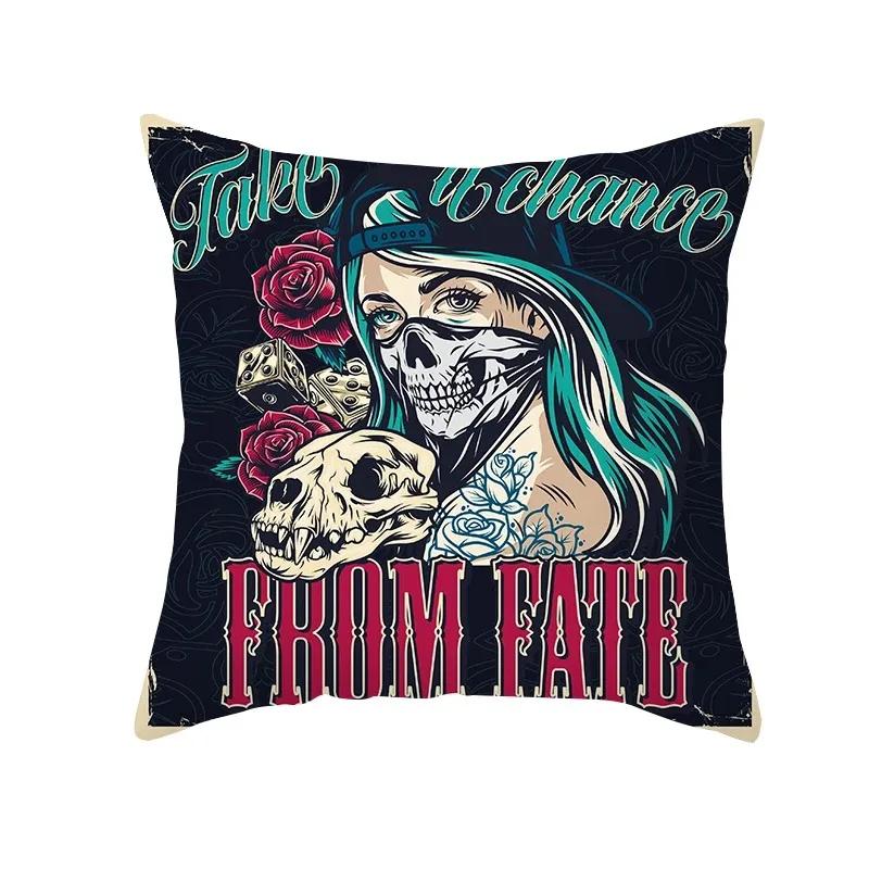 Halloween Horror Skull Pattern Living Room Office Sofa Car Decorative Pillowcase