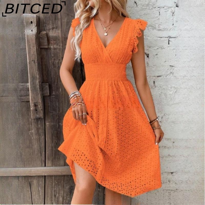 BITCED Women's Multi-Coloured Summer Sleeveless Elegant Dress