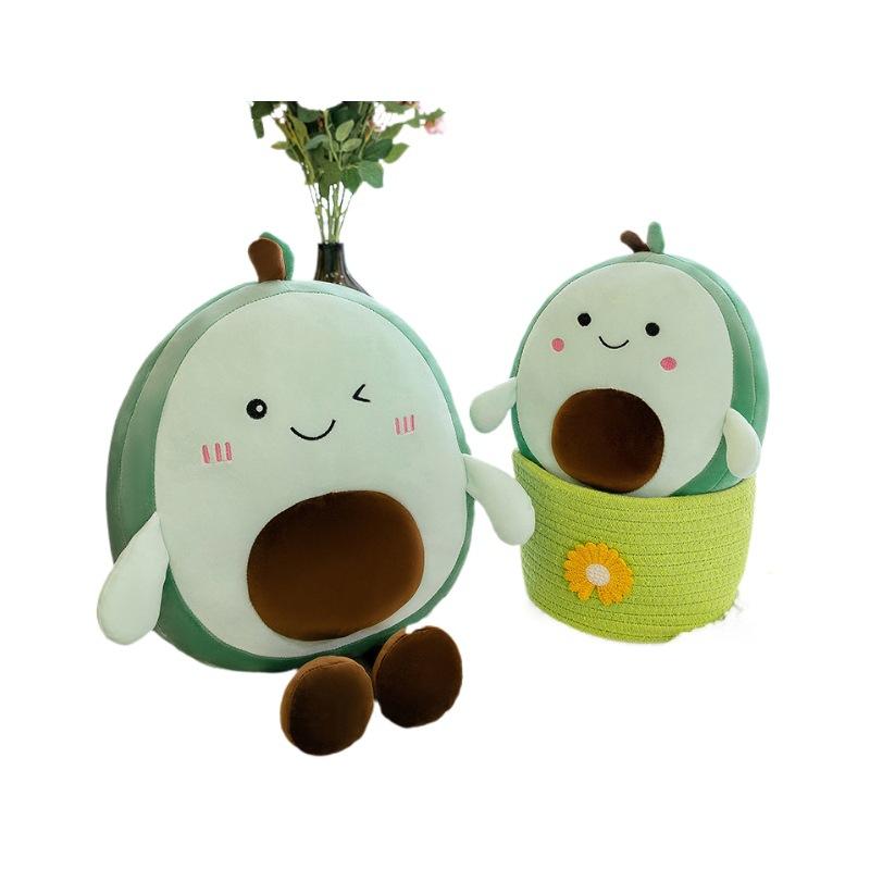 Cute Avocado Pillow Doll Cartoon Fruit Doll Sleeping with Plush Toys Girl Doll on Bed