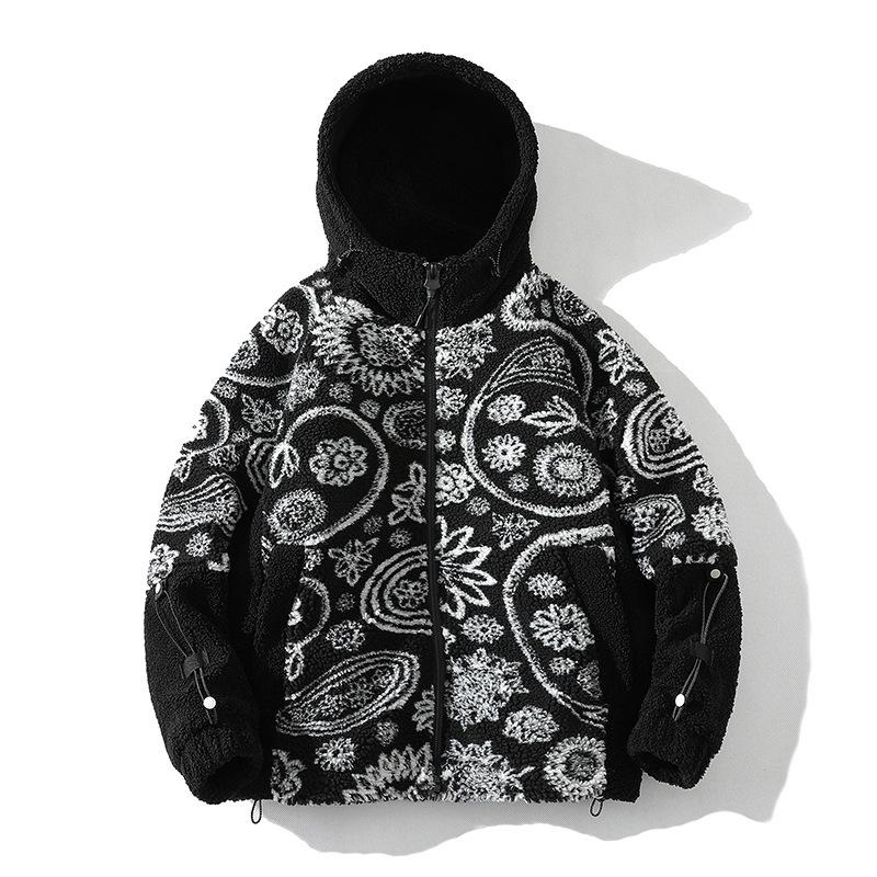 Winter Neue Herren Granular Samt Baumwollgefütterte Hongkong-Stil Jugend Cashewblüte Lammwolle Farbpassend Baumwolljacke