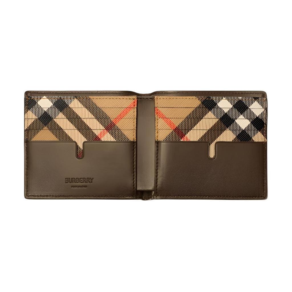 Burberry Pop Check Art Pattern Logo Embossed Double Fold Design Calfskin Wallet Men Wallet Beige 81189831