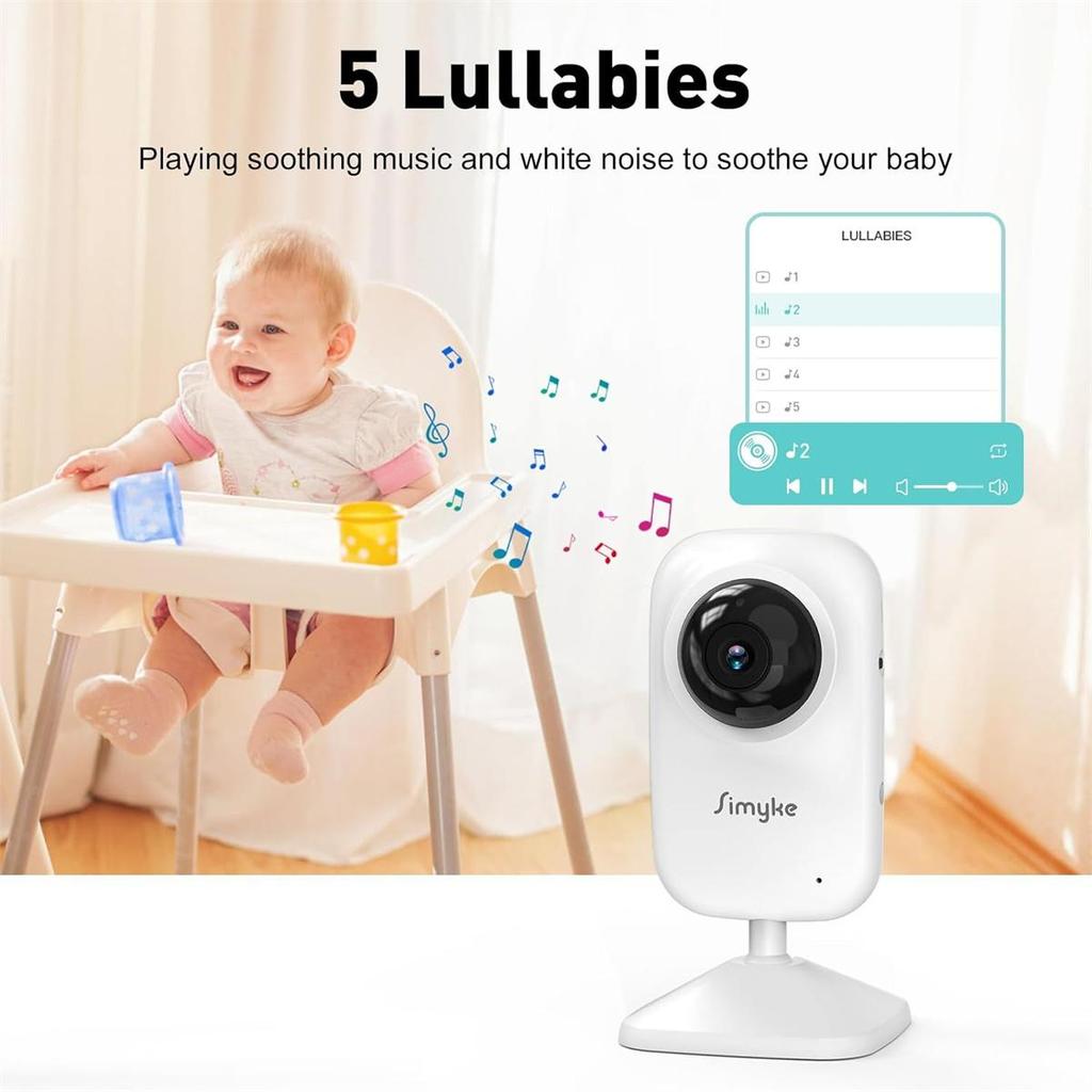 Video Baby Monitor,WiFi Baby Camera,2.8" Display and App Control,2 Way Talk,Auto Night Vision,Feeding Remind,Home Use