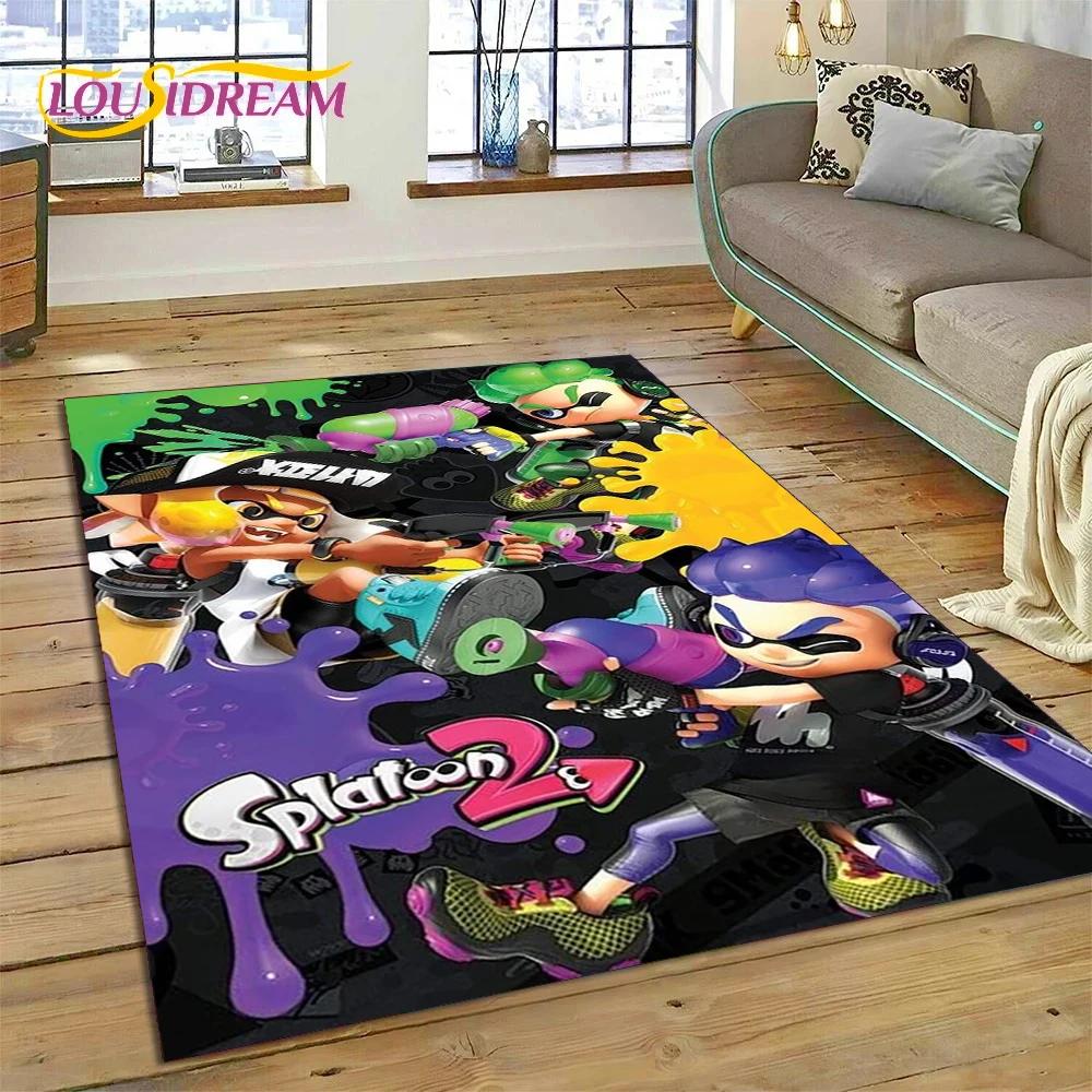 Splatoon3 PC hráč Kreslená hra Koberec do ložnice Obývací pokoj Dekorace domácí pohovky,Hra pro děti Velká dekorační rohož na podlahu Dárek