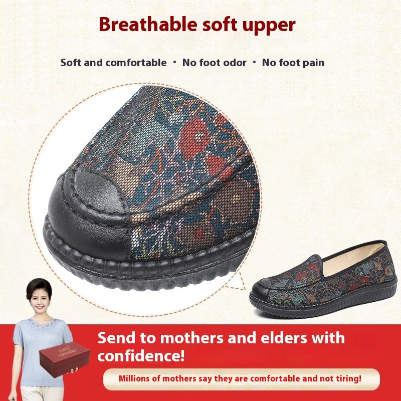 Stoffschuhe für Damen, Frühling und Herbst, Rutschfeste Schuhe mit weicher Sohle für Frauen mittleren und höheren Alters, Oma und ältere Menschen