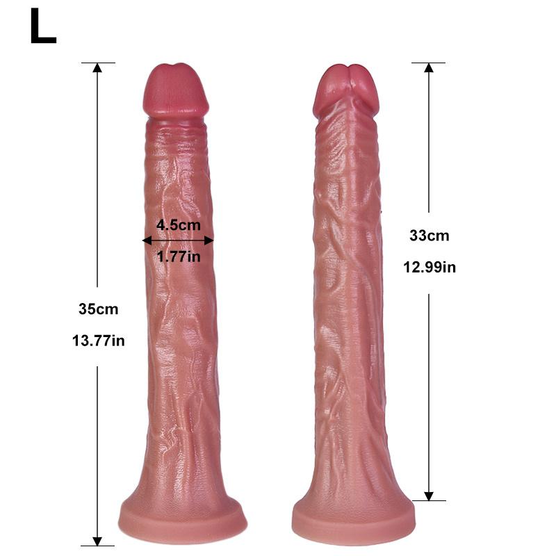 14.56 Inch Realistic Silicone Dildo Extra Long Soft Skin Feel Vein Texture Strong Suction Cup Body Safe Liquid Silicone Adult Toy