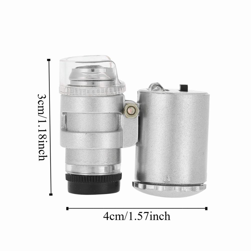 60X Magnification Pocket Microscope Adjustable Length Metal Material Mini Microscope LED Light Magnifier Loupe Lab Accessories