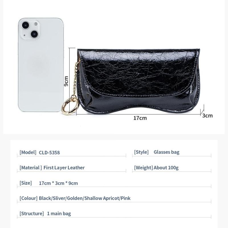 Cowhide Sunglasses Case Portable Soft Leather Travel Sun Glasses Case Hanging Hook Magnetic Closure Eye Glasses Storage Pouch