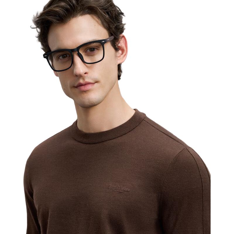 EMZ Erdos Men's Cashmere Silk Blend Round Neck Sweater