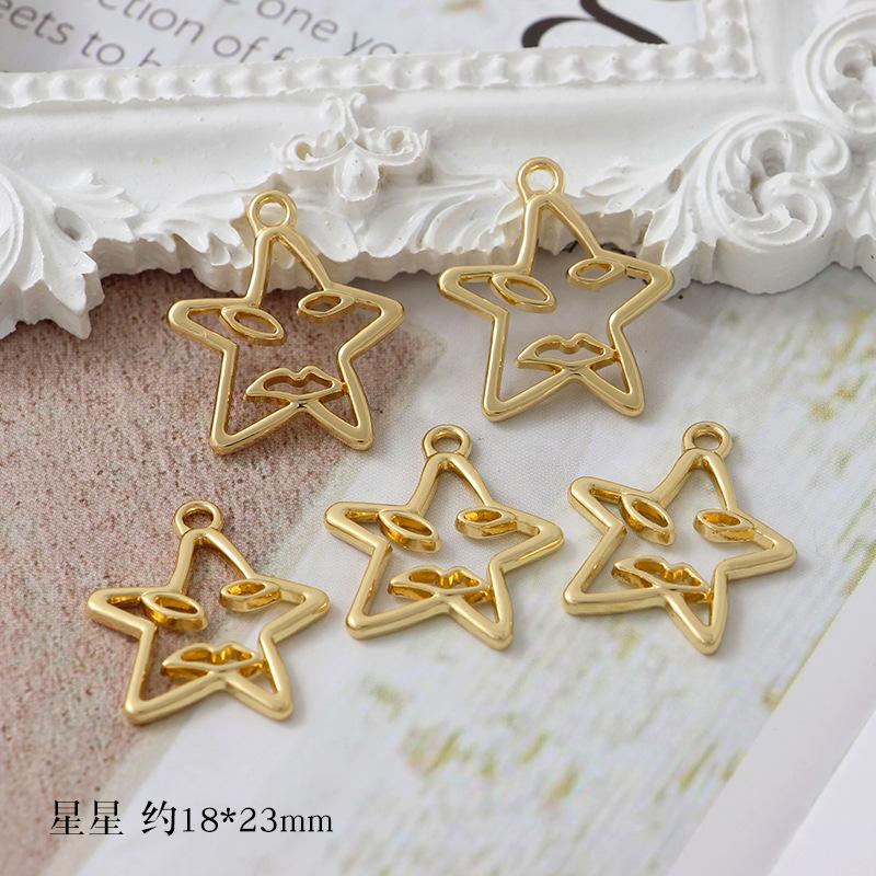 Diy Handmade Jewelry Alloy Material Alloy Star Moon Pendant Ruler Smiley Face Pendant Earrings Accessories