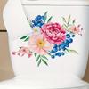 Elegant Fresh Peony Daisy Floral Toilet Wall Sticker Self-Adhesive Waterproof Removable Bathroom Home Decor Art