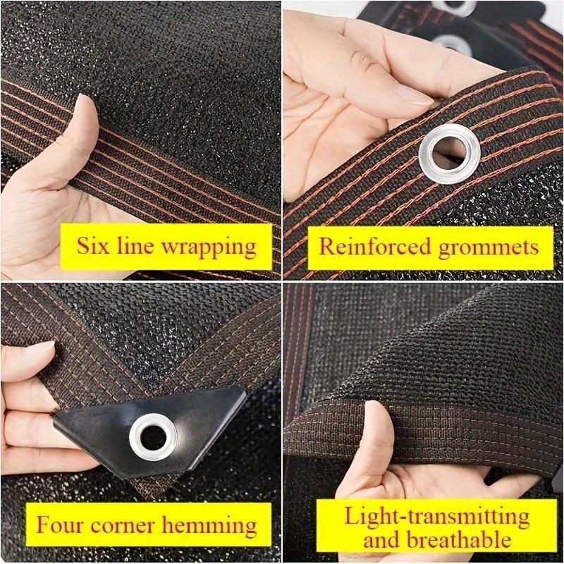 Shade Cloth Black 70-80% Sun Block HDPE Anti-UV Encrypted Net with Buckle Edge Binding for Balcony Courtyard Camping Screen