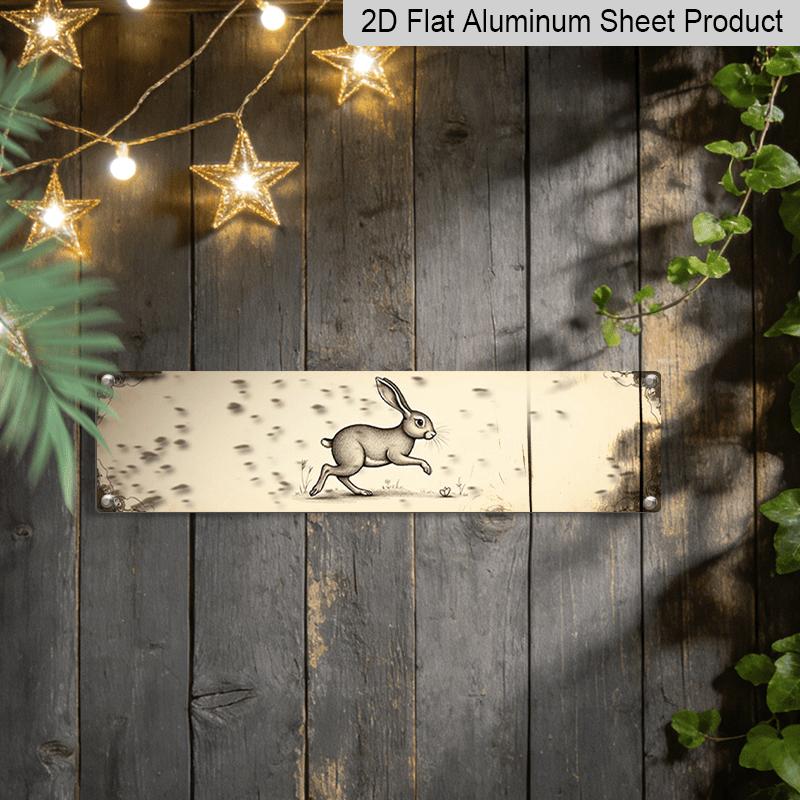 15.7×3.94inch Metal Sign, Featuring A Rustic Rabbit Design- Aluminum Decorative Sign. This Vintage Farmhouse Wall Art Is Perfect for Decorating Your