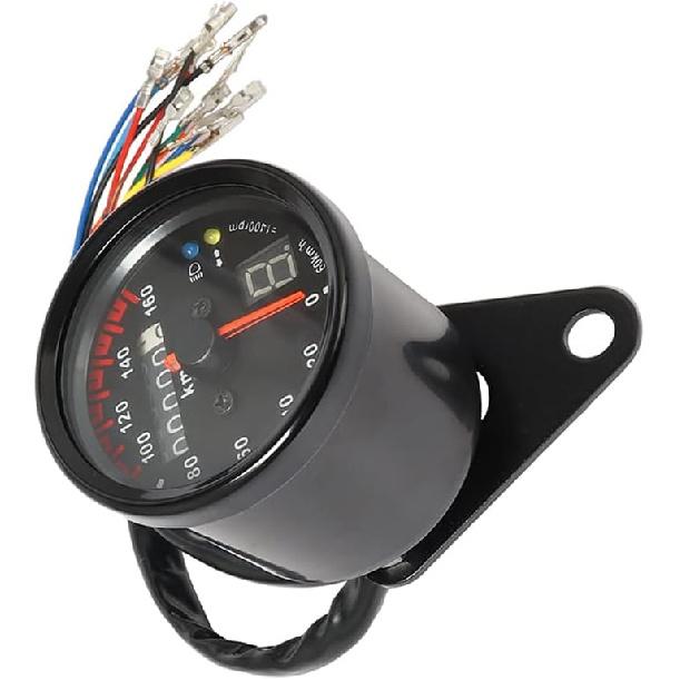 Riloer Bicycle Speedometer Odometer Cycle Bike Computer with LED Display, 12V Digital Gauge Motorcycle Speedometer/Odometer Universal (Black) чёрный