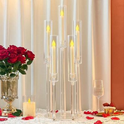 Transparent Acrylic Cross Wedding Candlestick for Banquets, Hotels, Aisles, Restaurants, and Bars