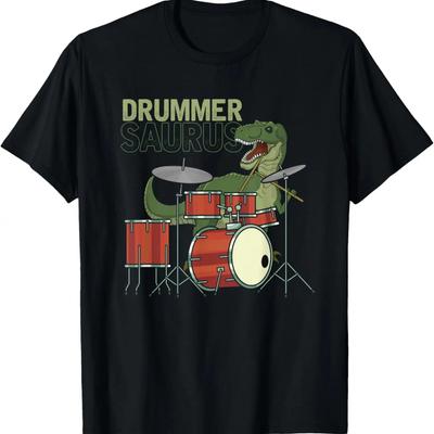Funny Drummersaurus T Rex Dinosaur Drummer Gift Dino Drums T-Shirt