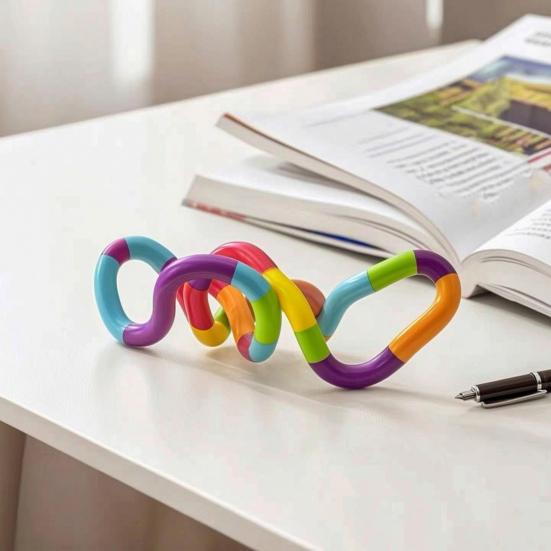 2/4/6Pcs Stress Relief Plastic Twisted Toy Focus Aid Hand Finger Flexibility Training Toy Portable Educational Twisting Loop Fidget Toy