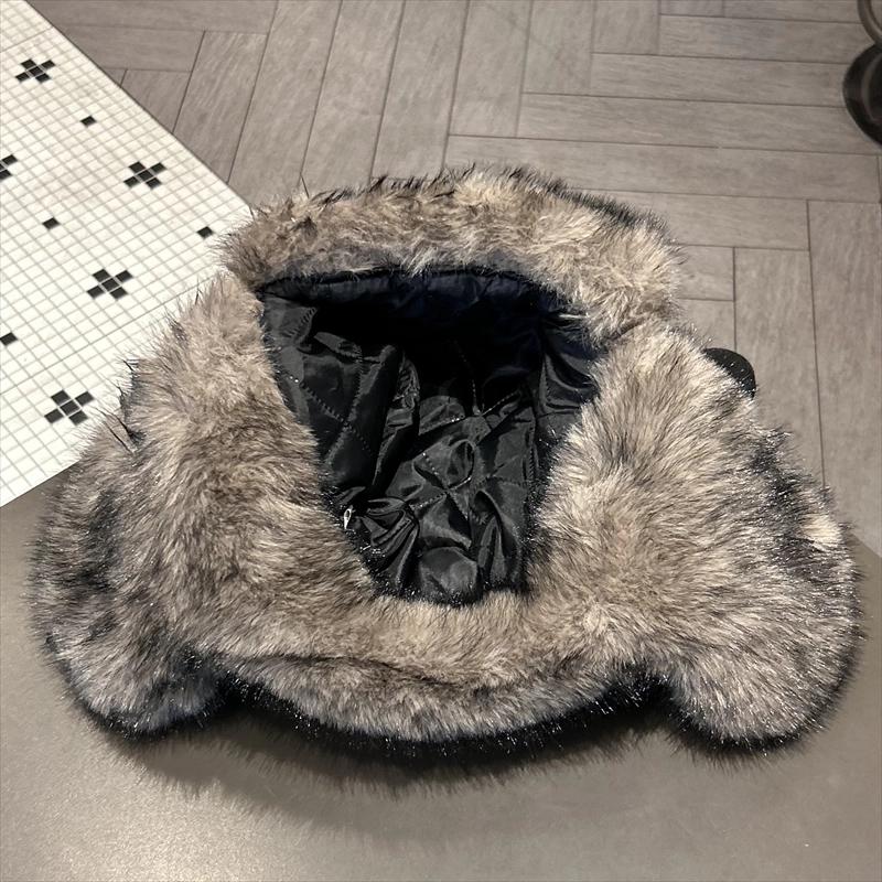 Cappello da aviatore in corno di mucca con paraorecchie Cappello di bisonte soffice Cappello di peluche Hip Hop per Donne Uomini Cappello con corna caldo invernale