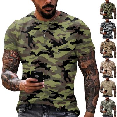 Herren T-Shirts Camouflage-Print Rundhals Kurzarm T-Shirts für Männer Lässiges Herren T-Shirt für den täglichen Gebrauch