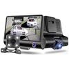 Car Video Recorder Car DVR Video Recorder 4 Inch Front and Rear View Video 3 Ways 1080P Dash Cam
