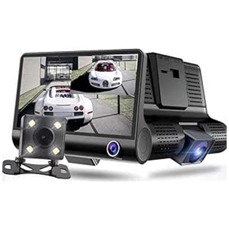 Car Video Recorder Car DVR Video Recorder 4 Inch Front and Rear View Video 3 Ways 1080P Dash Cam