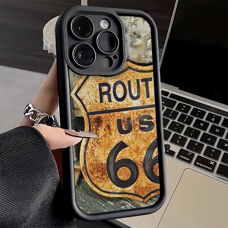 Handyhülle für iPhone 17 Air 16E 15 16 Pro Max America Route 66 Cover 14 Plus 13 12 Mini Weiche Silikonhülle Fundas