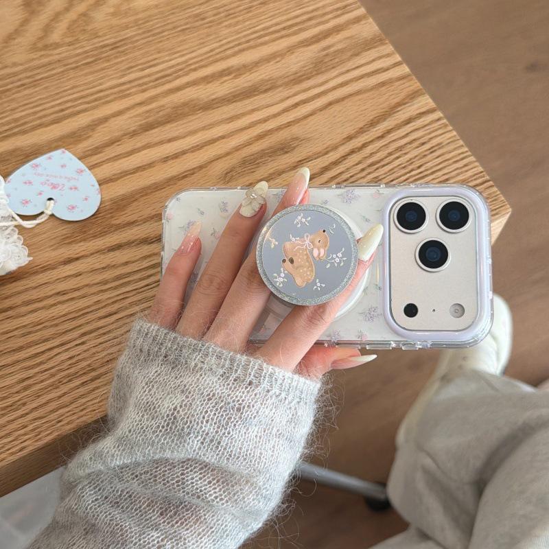 Purple Flower Magnetic Bracket Phone Case for Apple 17Pro Max/16Pro/15Pro/14