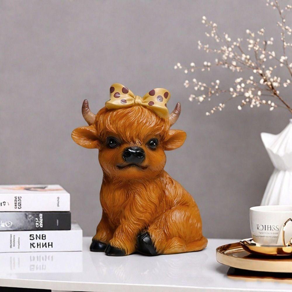 Resin Rooster Statue Cute Animal Sculpture Crafts Cow Ornament Cabinet