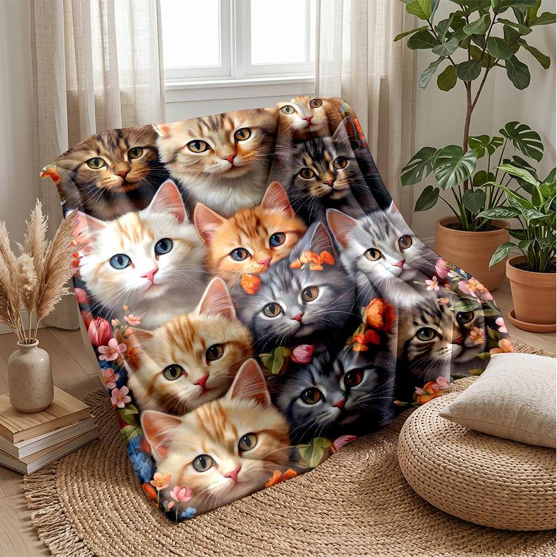 Fantasy Kitten Dreamscape Theme blanket Lightweight Warm Flannel Blanket Decorative Throw Blanket for Home Decoration
