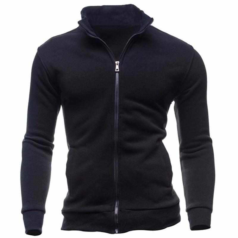 

Men s Winter Zip Up Jacket With Stand Collar Ideal For Gym And Outdoor Activities Black,L