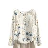 Women's Fashionable And Casual Shirt Long Sleeve Round Neck Solid-color Cotton And Linen Blouse Top