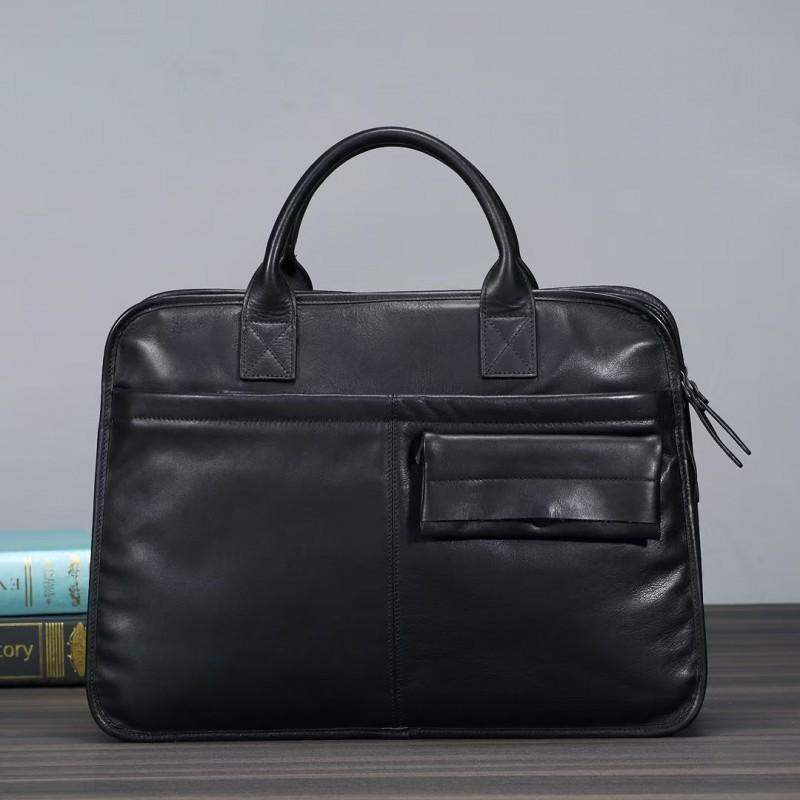 High Quality Genuine Leather Men's Simple Classic Computer Bag Office Large Capacity Business Portable Handbag