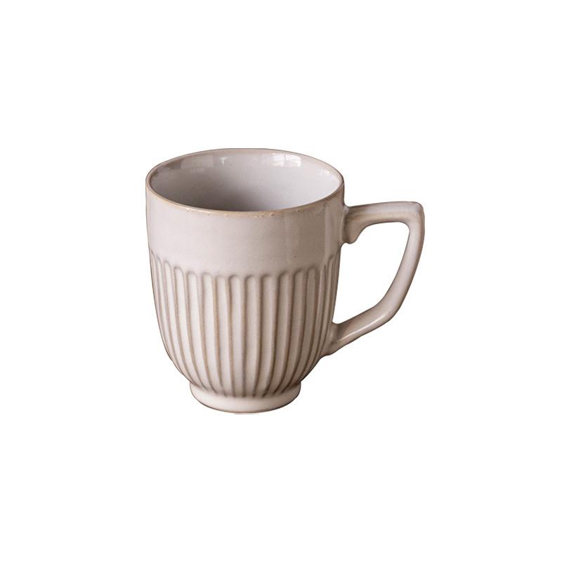 

Vintage Mug Simple Vertical Embossed Ceramic Water Cup High Aesthetic Ceramic Household Cup Couple Cup Coffee Cup 280ml