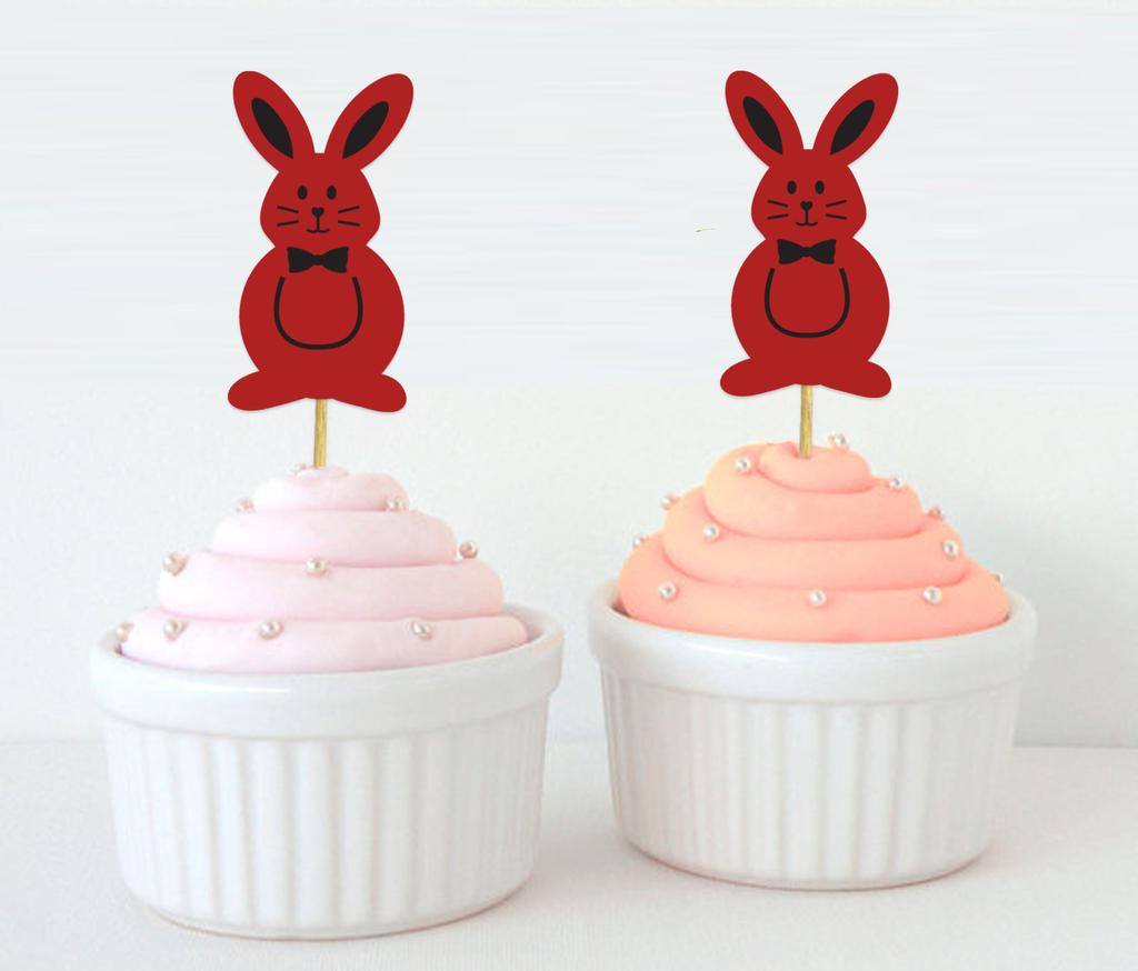 Darling Souvenir | Třpytivé zlaté velikonoční zajíček, ozdoby na muffiny, dezertní dekorace, ozdoby na muffiny - sada