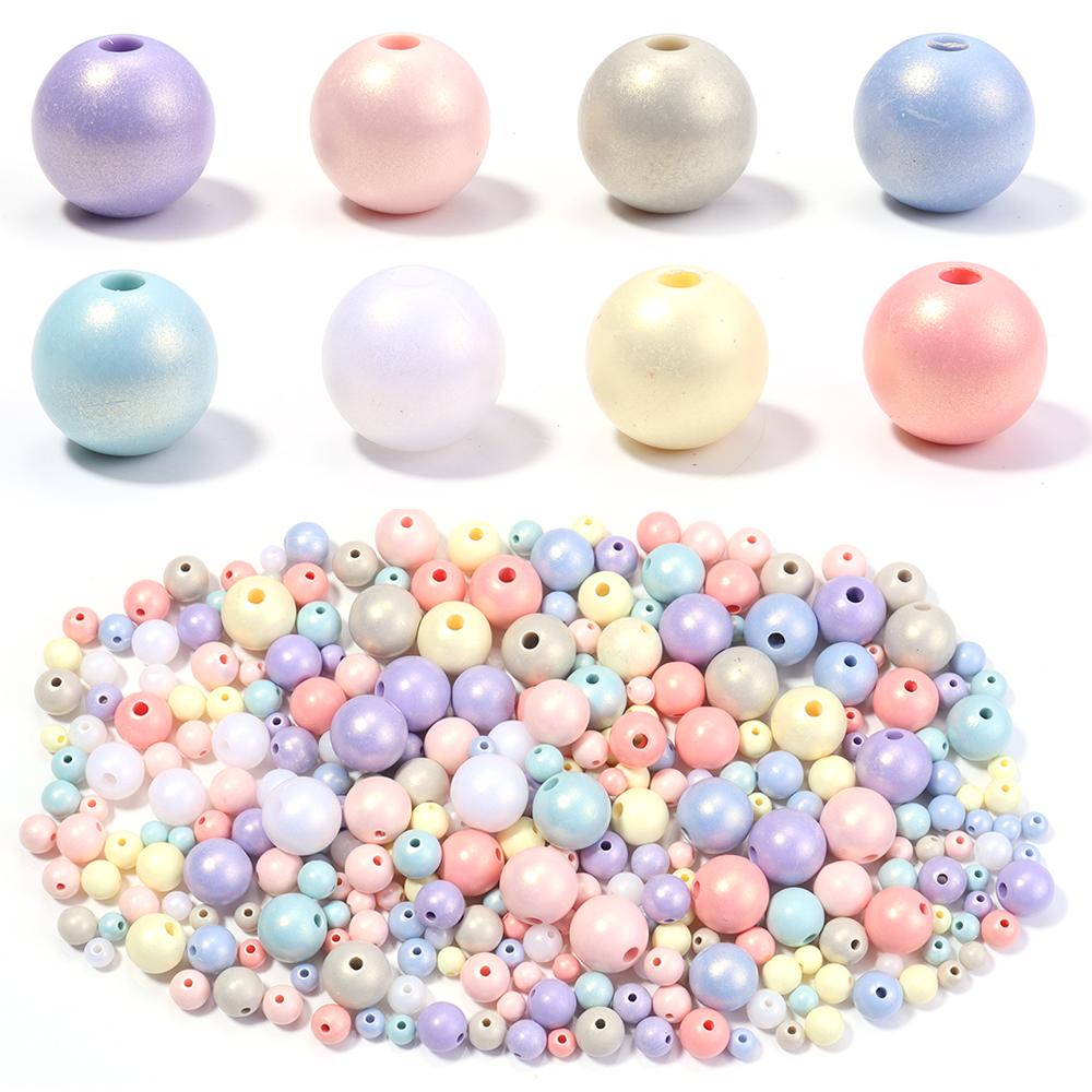 30-100pcs Macaroon Color Acrylic Beads Mixed Color Round Loose Spacer Beads For Jewelry Making DIY Bracelet Necklace Accessories